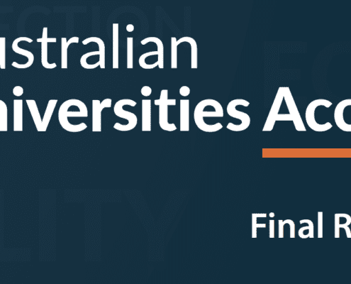 Screenshot of part of the front cover of the Australian Universities Accord Final Report. The full report is available at: https://www.education.gov.au/australian-universities-accord/resources/final-report